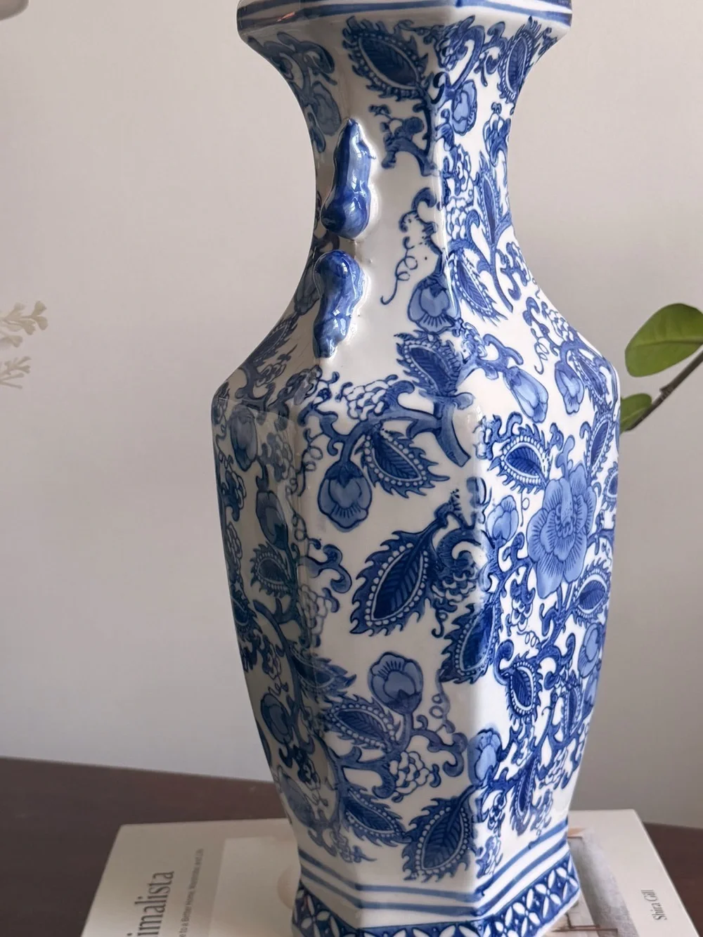 Blue and White Floral Porcelain Vase